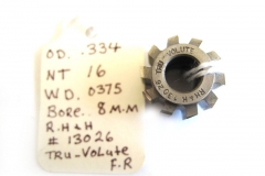 Gear Hob OD. .334 NT 16 WD 0375 Bore 8mm RHH # 13026 Tru Volute FR Lot 0184